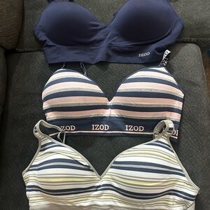 Izod Navy and Striped Seamless Bra Trio
